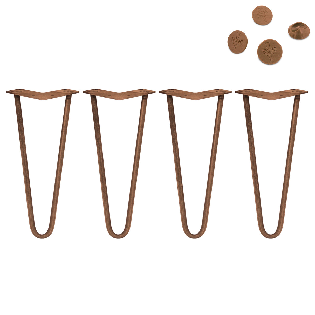 4 x 12" Hairpin Legs - 2 Prong - 10mm - Antique Copper - Like New
