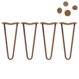 4 x 12" Hairpin Legs - 2 Prong - 10mm - Antique Copper - Used - Very Good