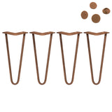 4 x 12" Hairpin Legs - 2 Prong - 12mm - Antique Copper - Used - Good