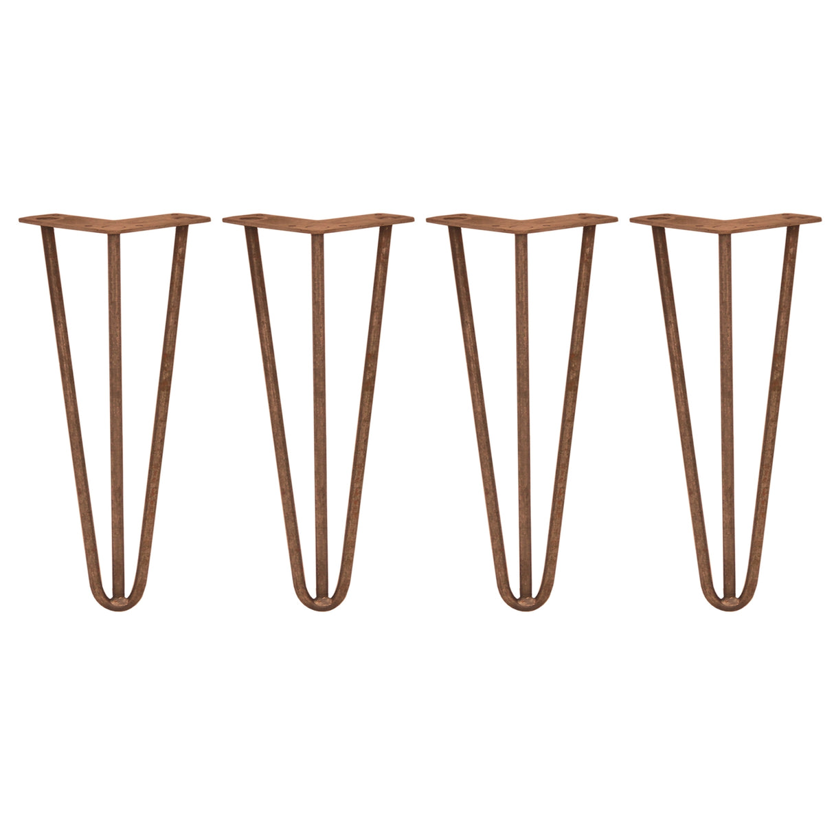 4 x 12" Hairpin Legs - 3 Prong - 10mm - Antique Copper - Like New