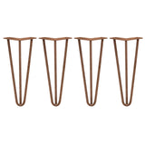 4 x 12" Hairpin Legs - 3 Prong - 10mm - Antique Copper - Like New