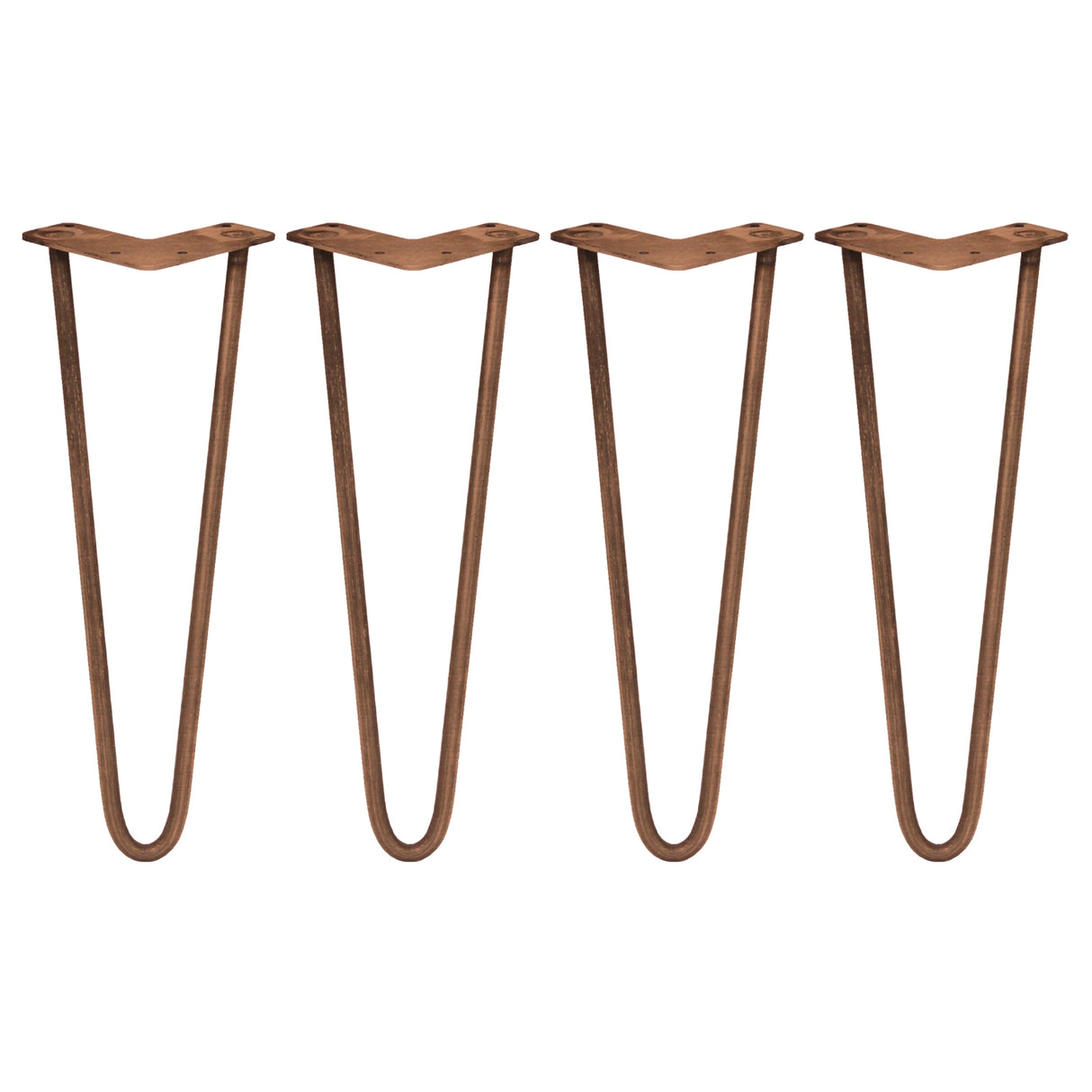 4 x 14" Hairpin Legs - 2 Prong - 12mm - Antique Copper - Like New