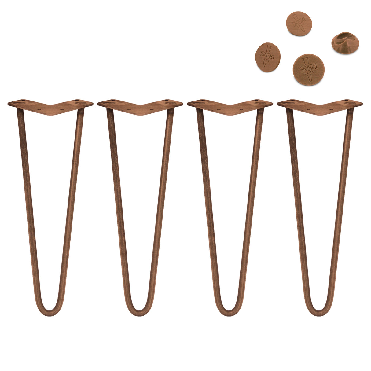 4 x 14" Hairpin Legs - 2 Prong - 12mm - Antique Copper - Like New