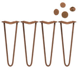 4 x 14" Hairpin Legs - 2 Prong - 12mm - Antique Copper - Like New