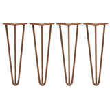 4 x 14" Hairpin Legs - 3 Prong - 10mm - Antique Copper - Like New