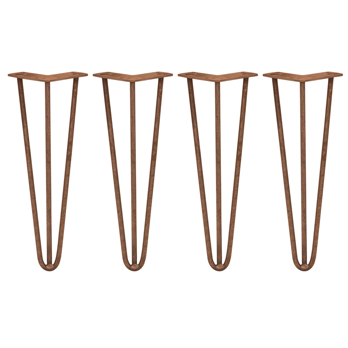 4 x 14" Hairpin Legs - 3 Prong - 10mm - Antique Copper - Used - Good