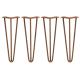 4 x 14" Hairpin Legs - 3 Prong - 10mm - Antique Copper - Used - Good