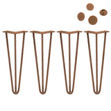 4 x 14" Hairpin Legs - 3 Prong - 10mm - Antique Copper - Like New