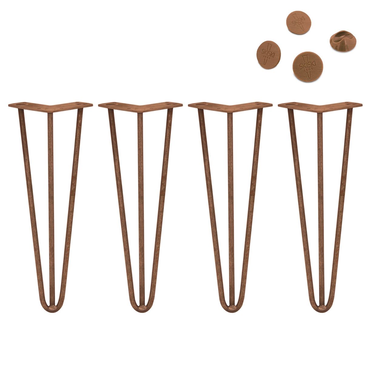 4 x 14" Hairpin Legs - 3 Prong - 10mm - Antique Copper - Used - Acceptable