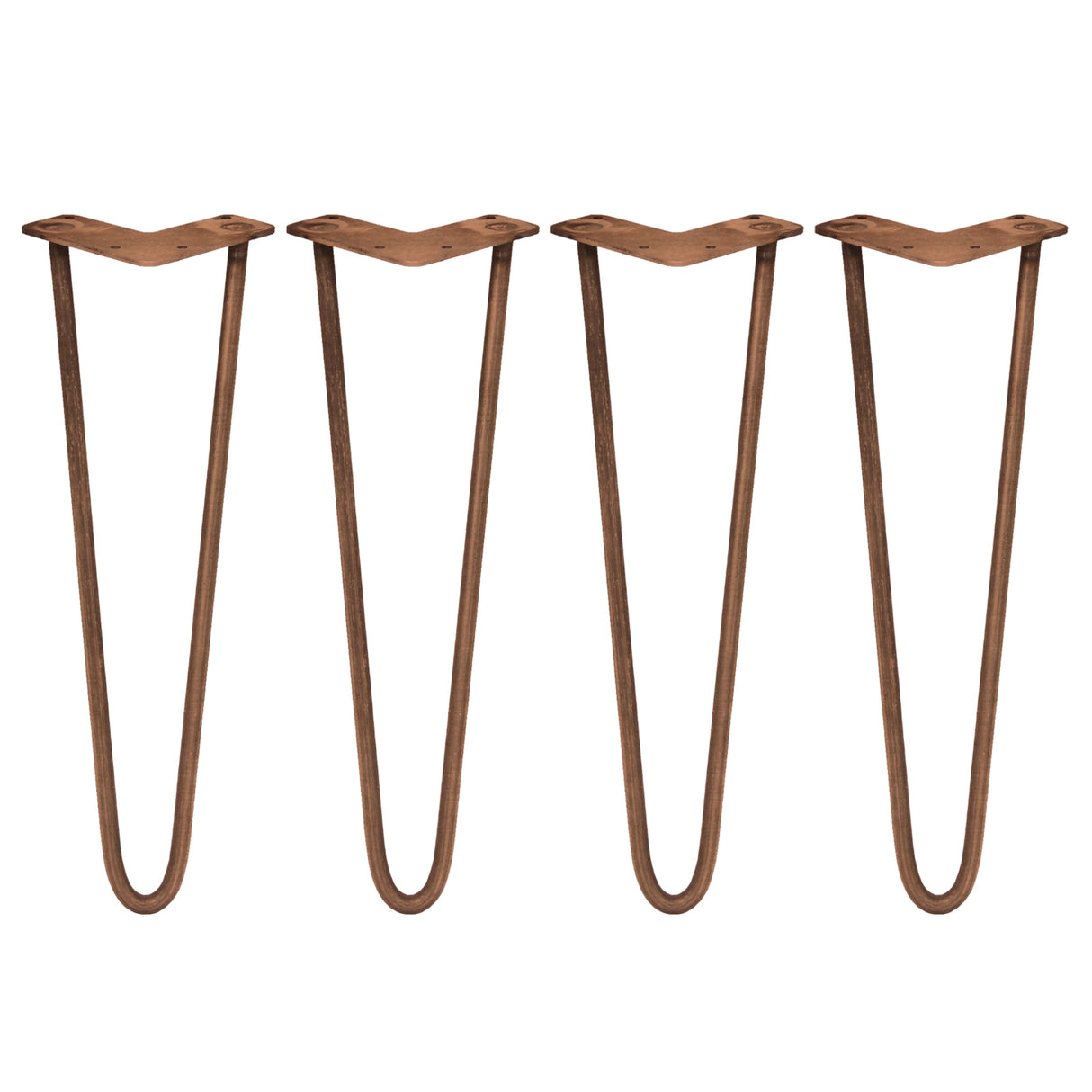 4 x 16" Hairpin Legs - 2 Prong - 10mm - Antique Copper - Used - Good