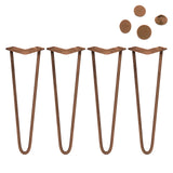 4 x 16" Hairpin Legs - 2 Prong - 10mm - Antique Copper - Used - Good