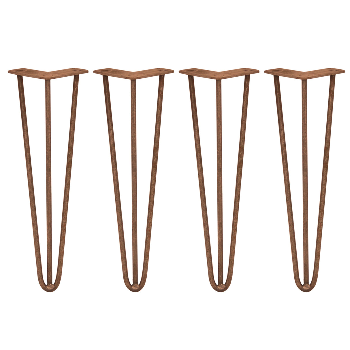4 x 16" Hairpin Legs - 3 Prong - 10mm - Antique Copper - Like New