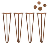 4 x 16" Hairpin Legs - 3 Prong - 10mm - Antique Copper - Used - Good