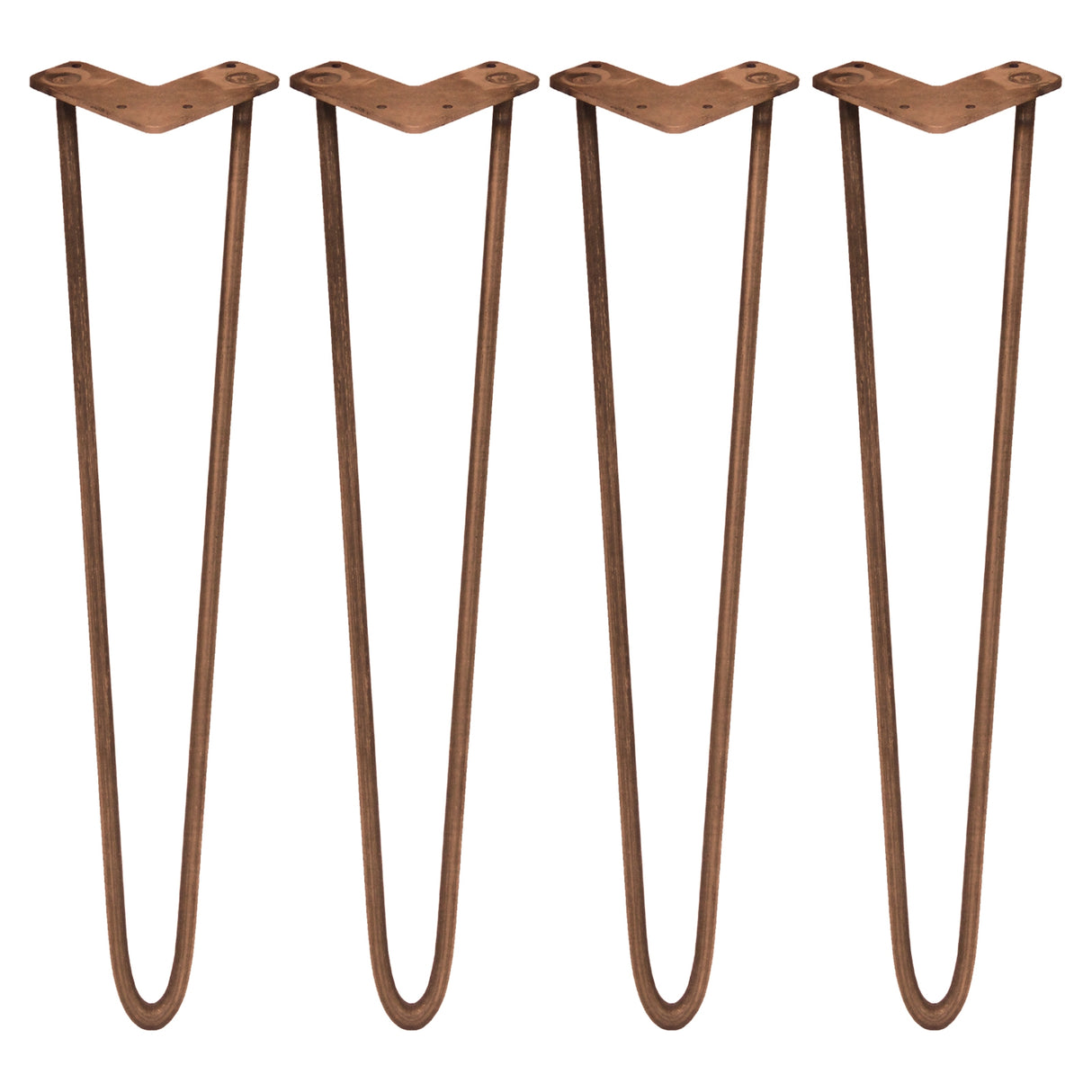 4 x 28" Hairpin Legs - 2 Prong - 10mm - Antique Copper - Used - Very Good
