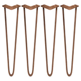 4 x 28" Hairpin Legs - 2 Prong - 10mm - Antique Copper - Used - Very Good