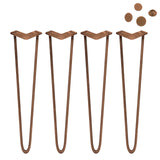 4 x 28" Hairpin Legs - 2 Prong - 10mm - Antique Copper - Used - Acceptable