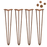 4 x 28" Hairpin Legs - 3 Prong - 10mm - Antique Copper - Used - Good