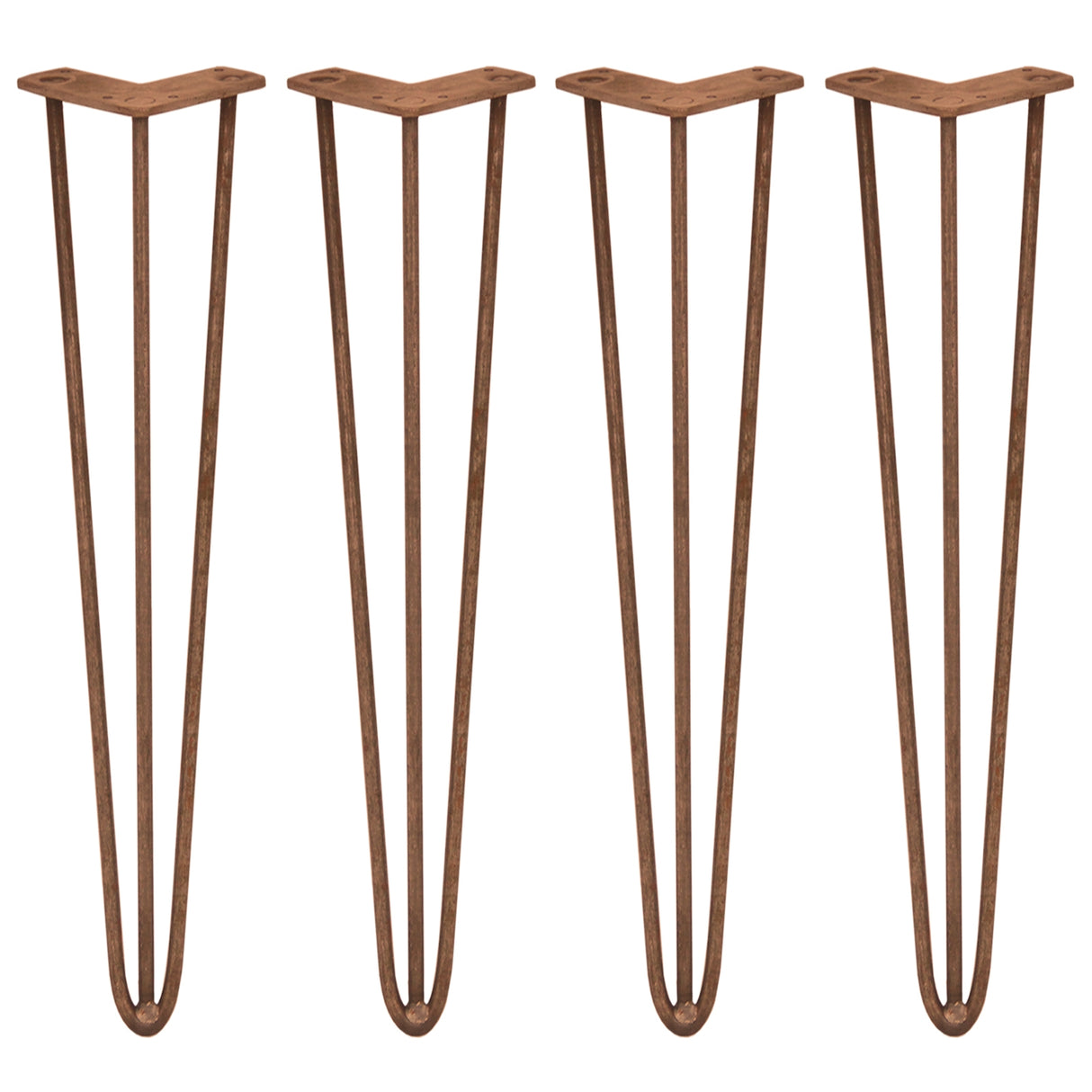 4 x 28" Hairpin Legs - 3 Prong - 12mm - Antique Copper - Like New