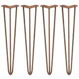 4 x 28" Hairpin Legs - 3 Prong - 12mm - Antique Copper - Like New