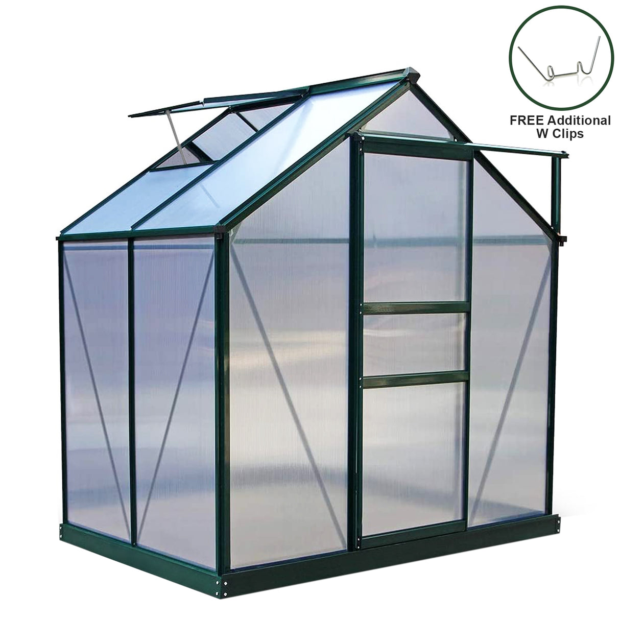Greenhouse Polycarbonate 6ft x 4ft With Base (Green) - Used - Very Good