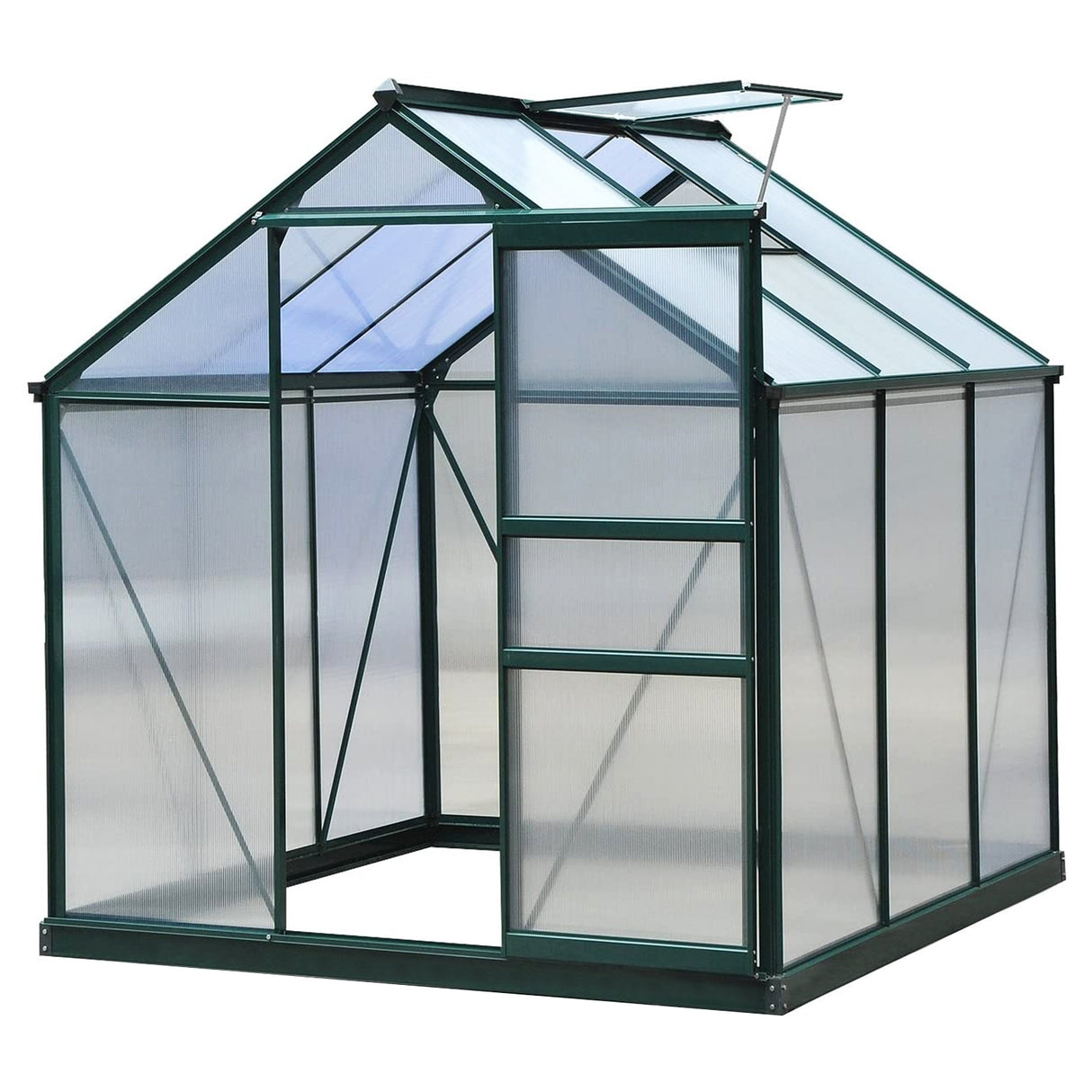 Greenhouse 6ft x 6ft (Green) With Base & Racking - Used - Good