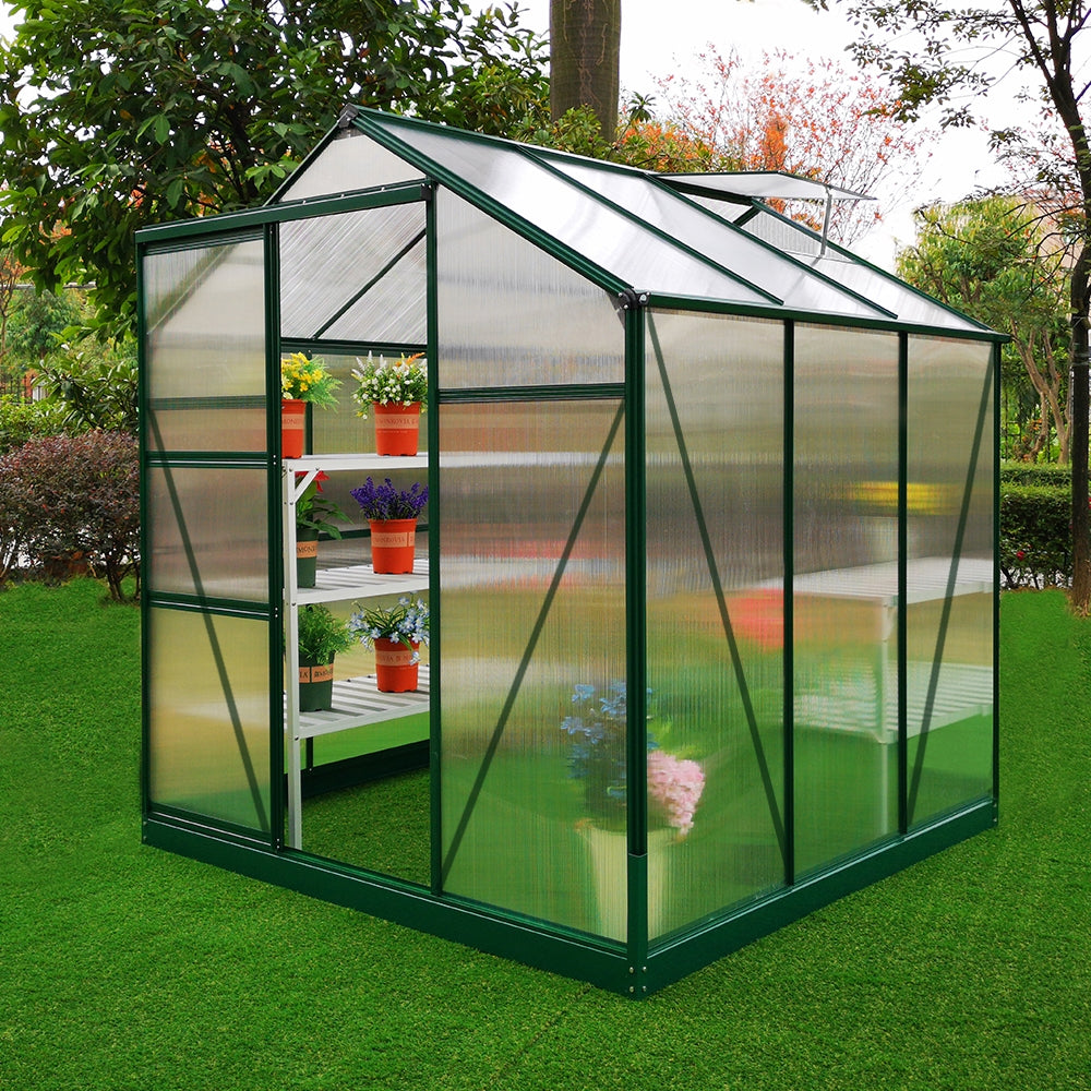 Greenhouse Polycarbonate 6ft x 6ft With Base (Green) - Used - Good