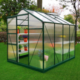 Greenhouse Polycarbonate 6ft x 8ft With Base (Green) - Used - Acceptable