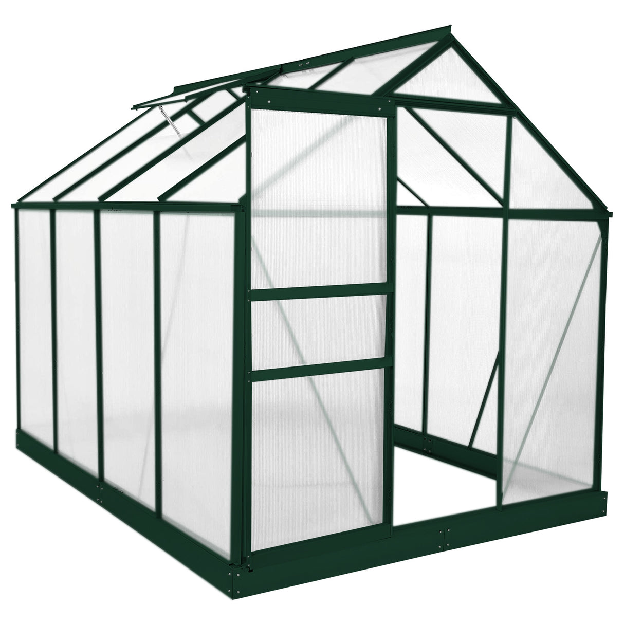 Greenhouse Polycarbonate 6ft x 8ft With Base (Green) - Used - Acceptable