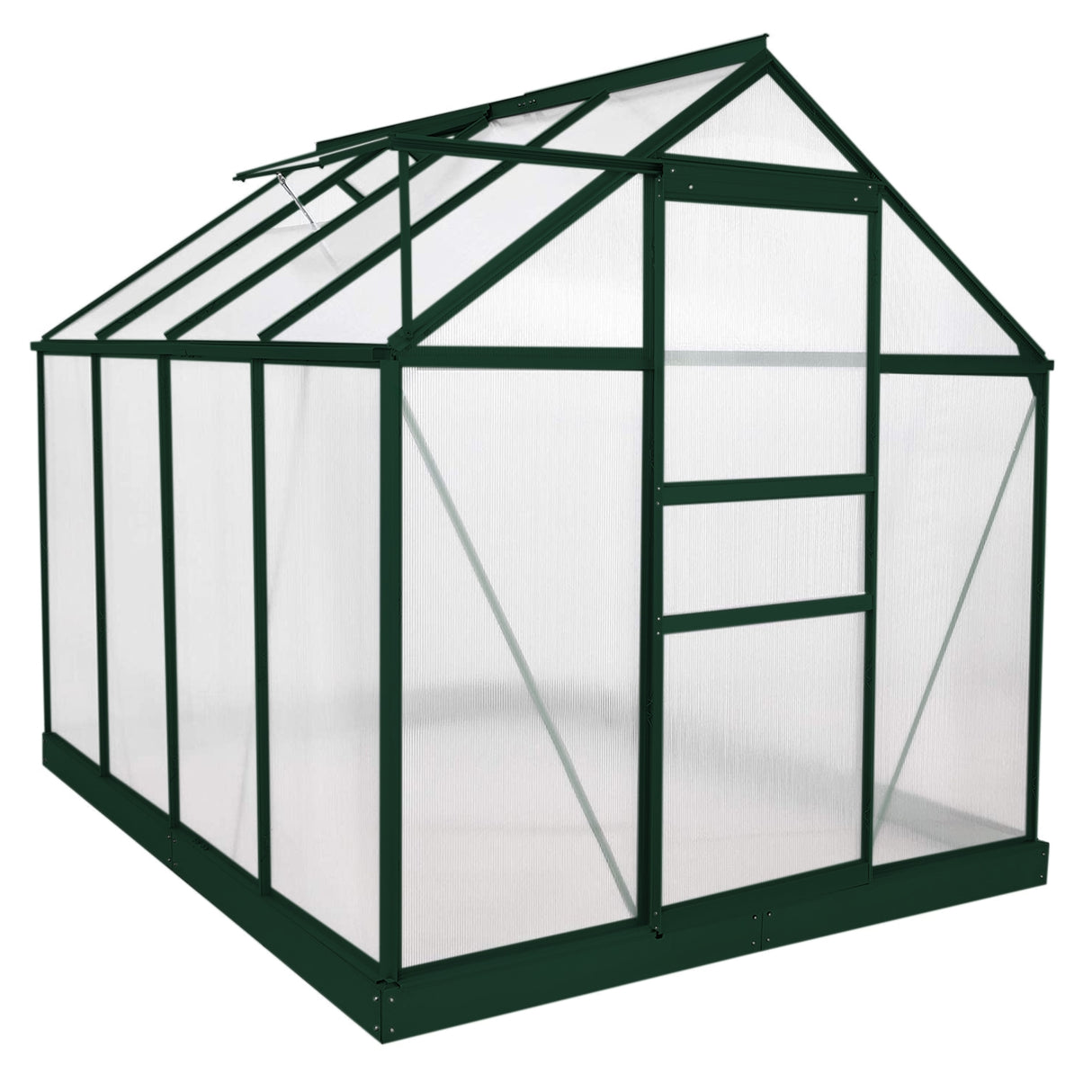 Greenhouse Polycarbonate 6ft x 8ft With Base (Green) - Used - Acceptable