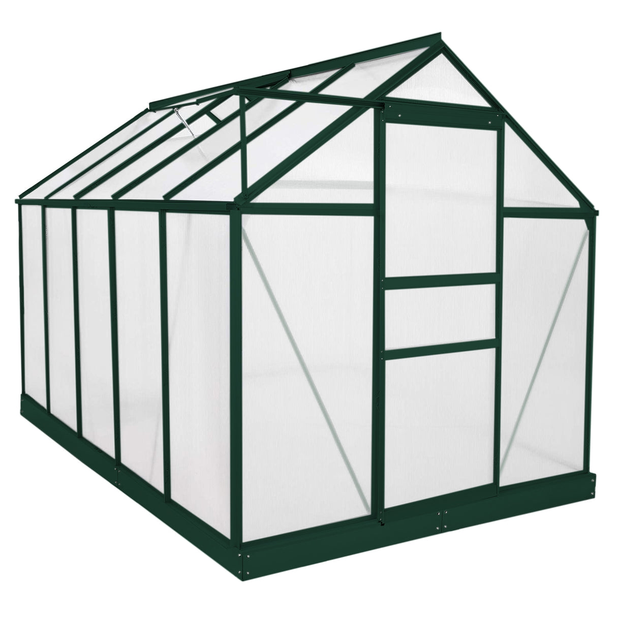 Greenhouse Polycarbonate 6ft x 10ft With Base (Green) - Used - Acceptable