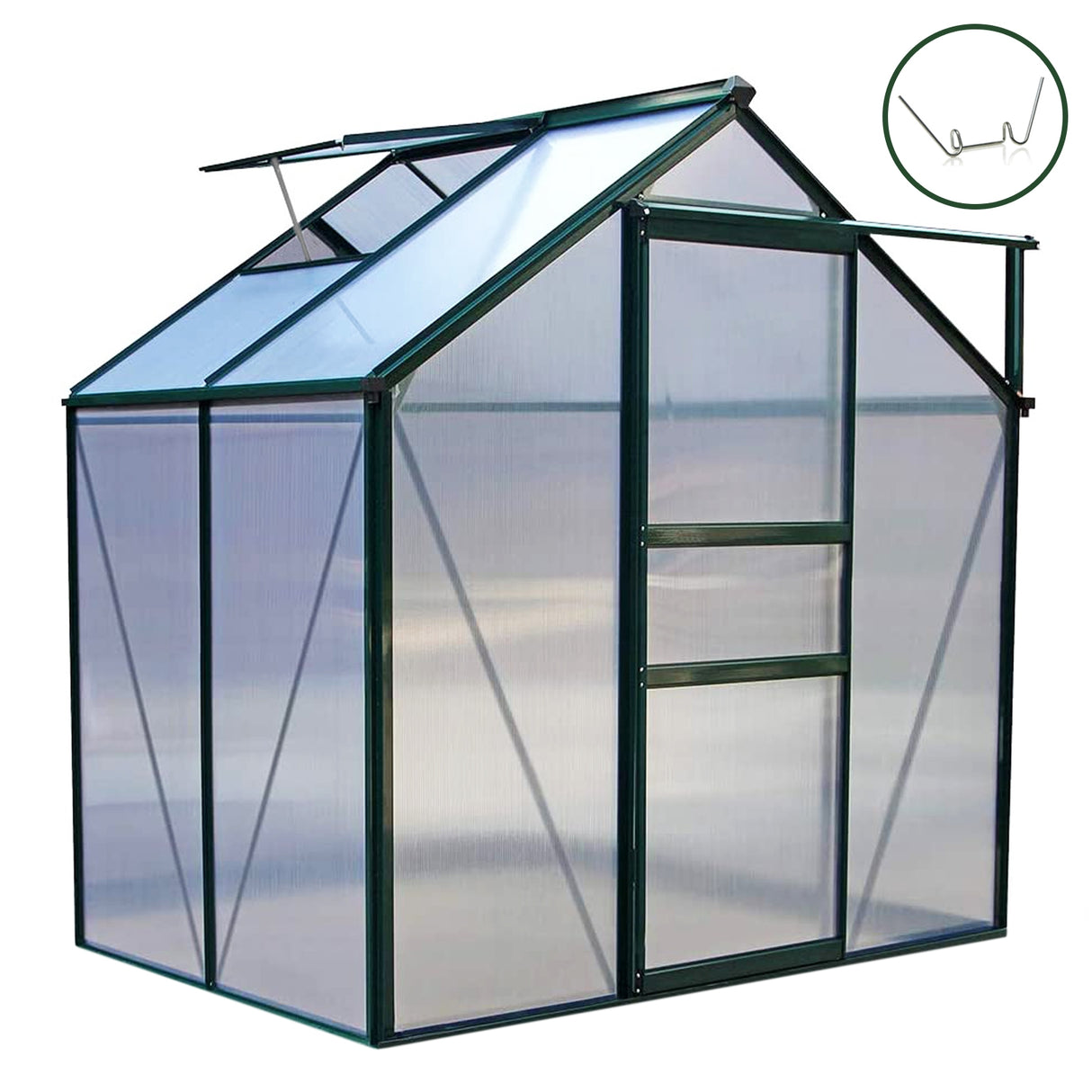 Greenhouse Polycarbonate 6ft x 4ft (Green) - Used - Acceptable