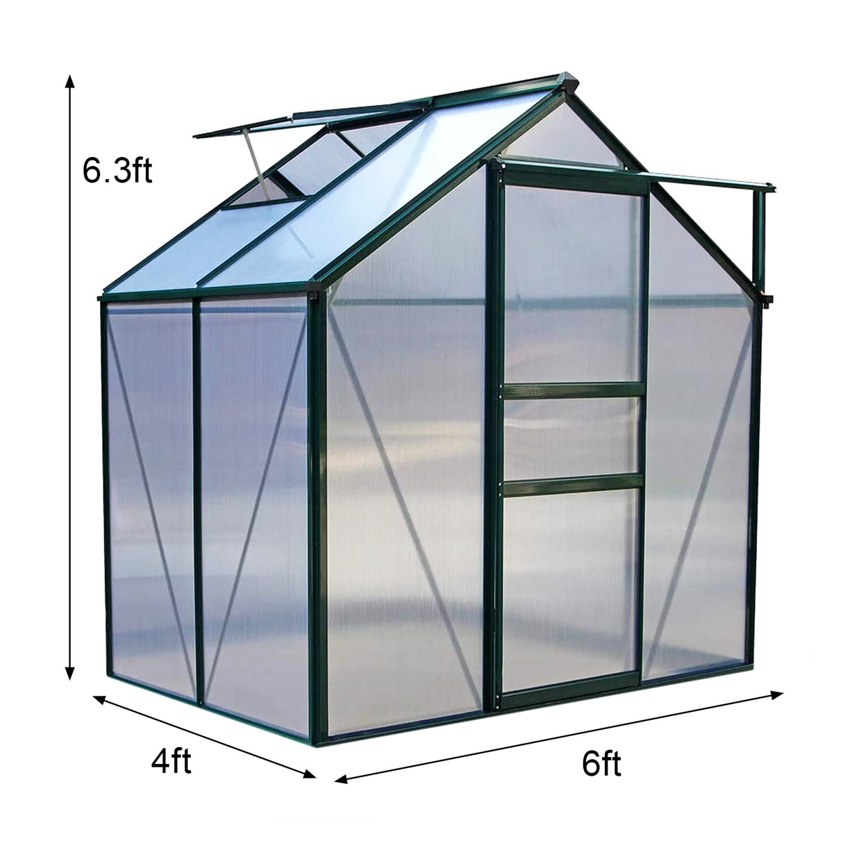 Greenhouse Polycarbonate 6ft x 4ft (Green) - Like New