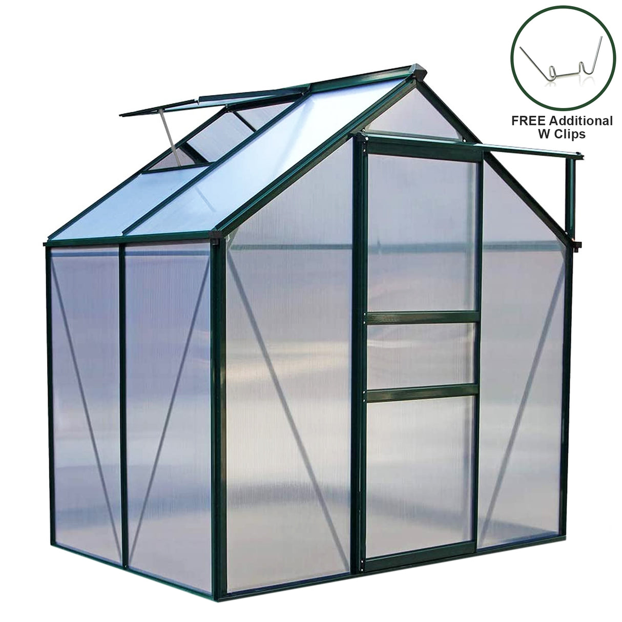 Greenhouse Polycarbonate 6ft x 4ft (Green) - Like New