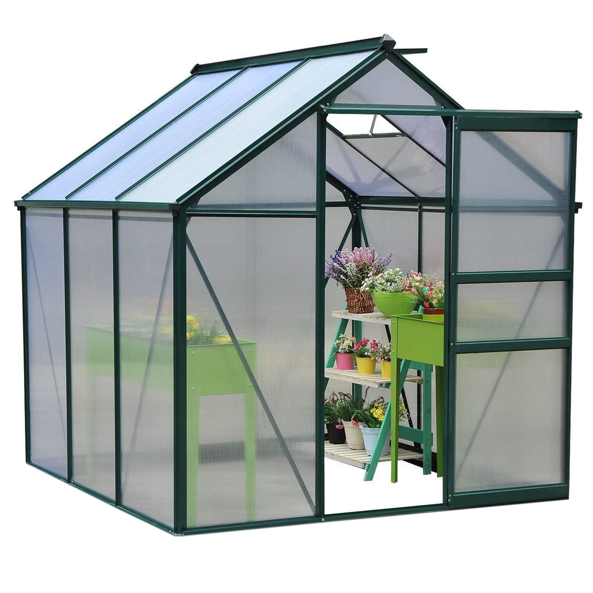 Greenhouse Polycarbonate 6ft x 6ft (Green) - Used - Acceptable