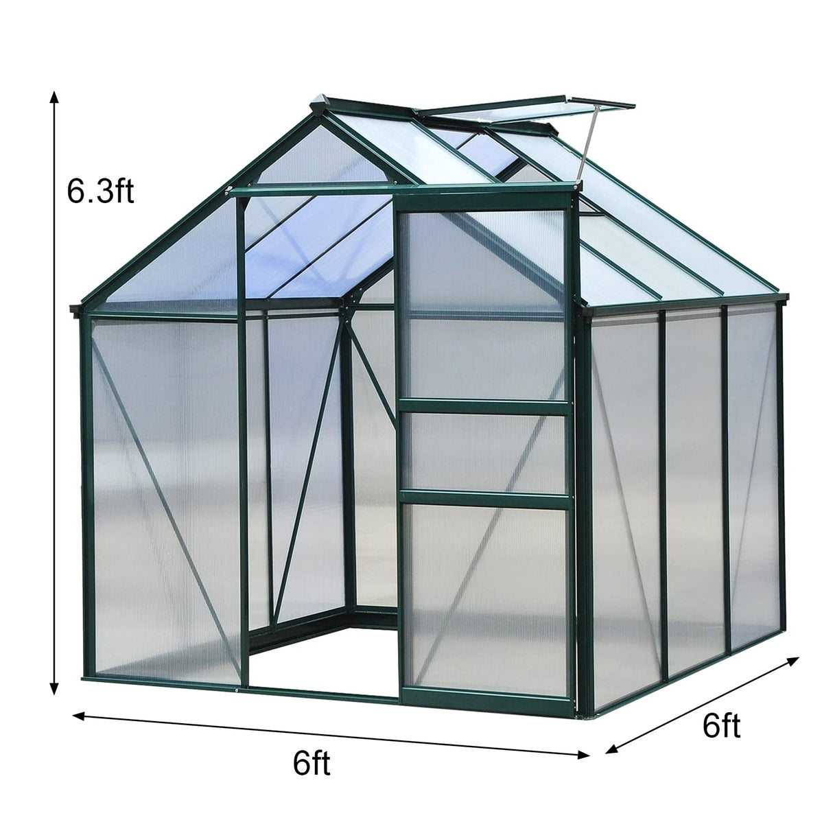 Greenhouse Polycarbonate 6ft x 6ft (Green) - Used - Good