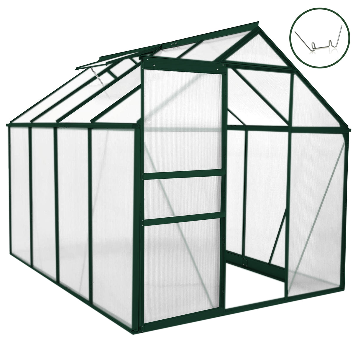Greenhouse Polycarbonate 6ft x 8ft (Green) - Used - Acceptable