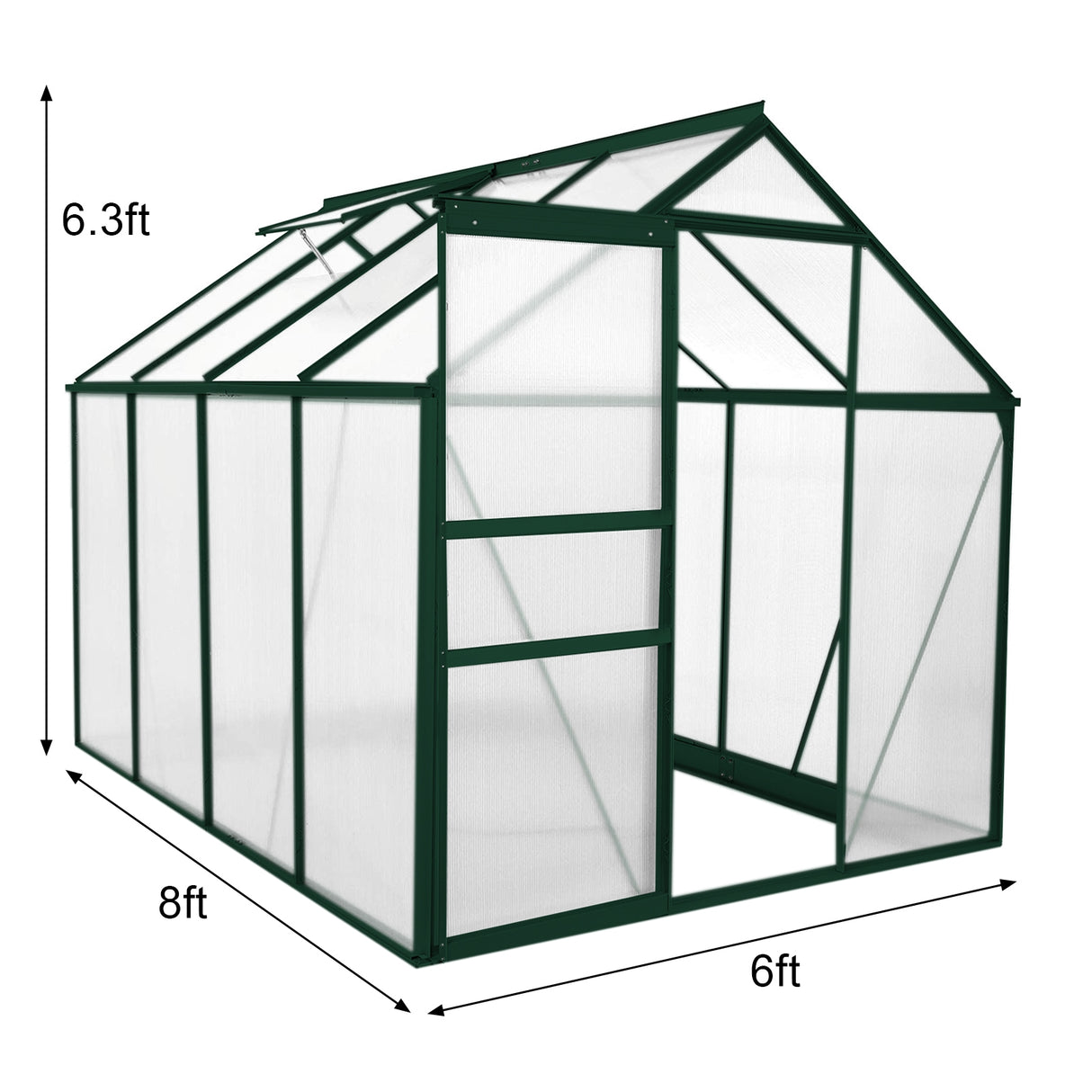 Greenhouse Polycarbonate 6ft x 8ft (Green) - Used - Acceptable