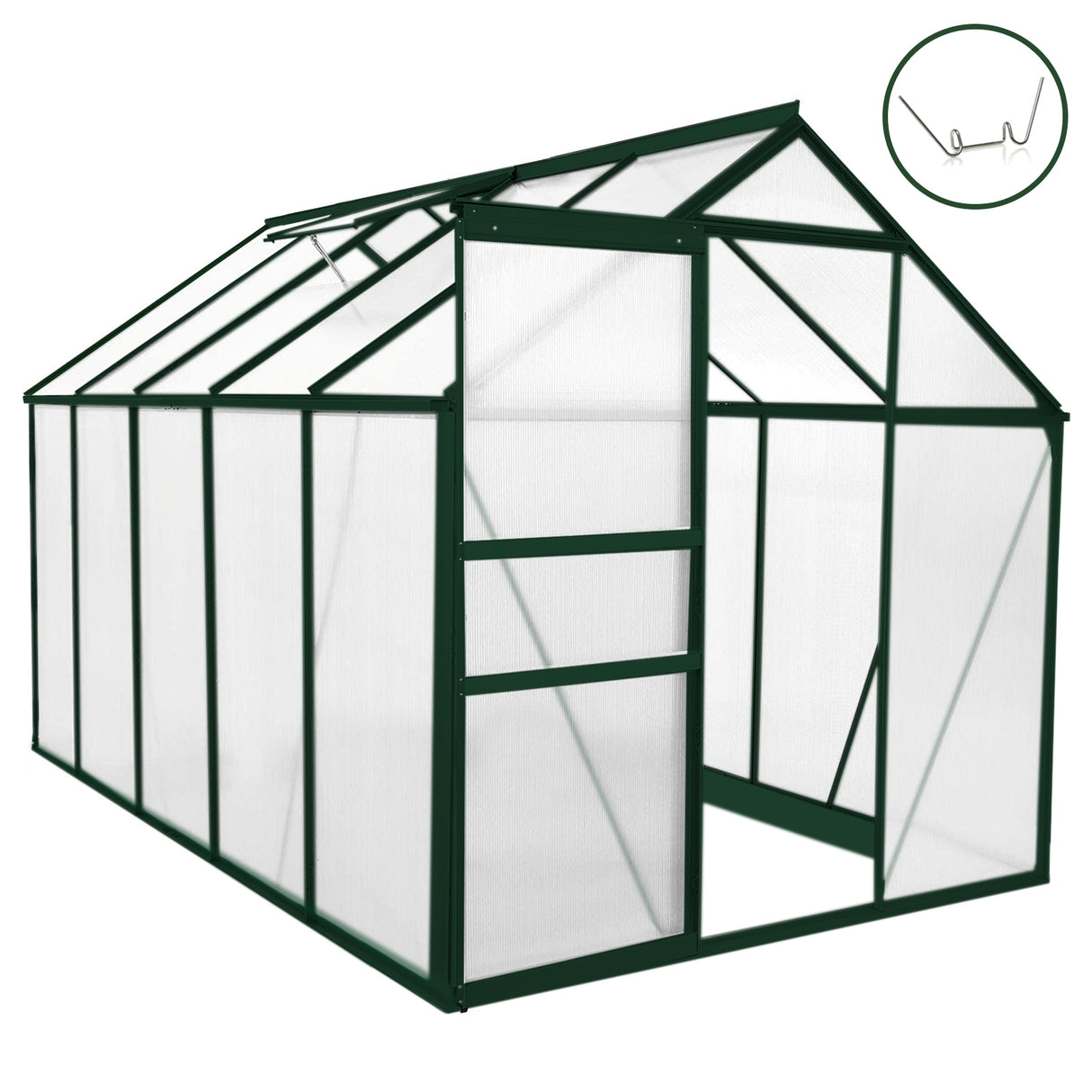 Greenhouse Polycarbonate 6ft x 10ft (Green) - Like New