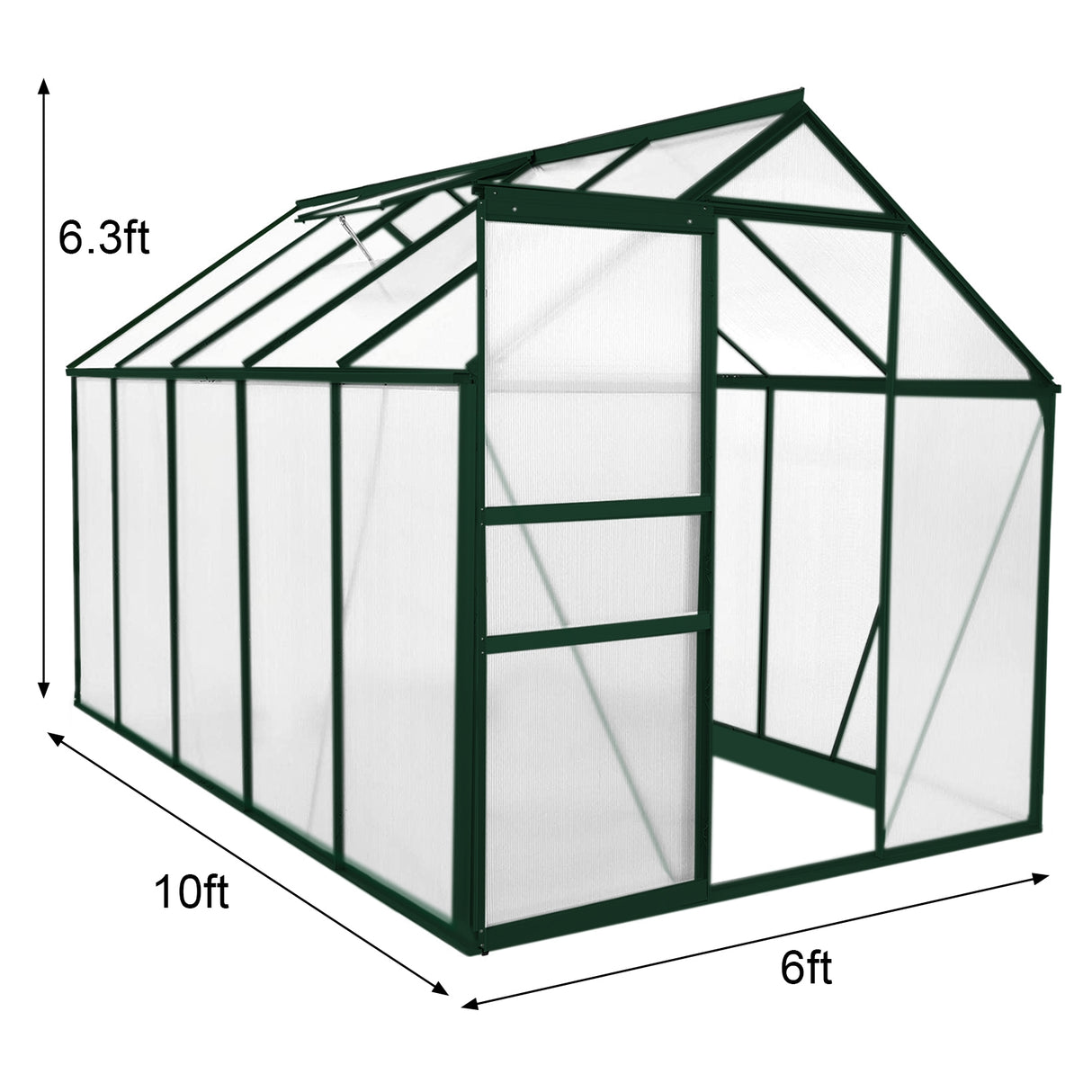 Greenhouse Polycarbonate 6ft x 10ft (Green) - Like New