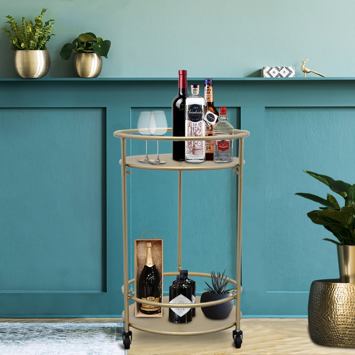 Gold Drinks Trolley Bar Cart - Small - Used - Very Good
