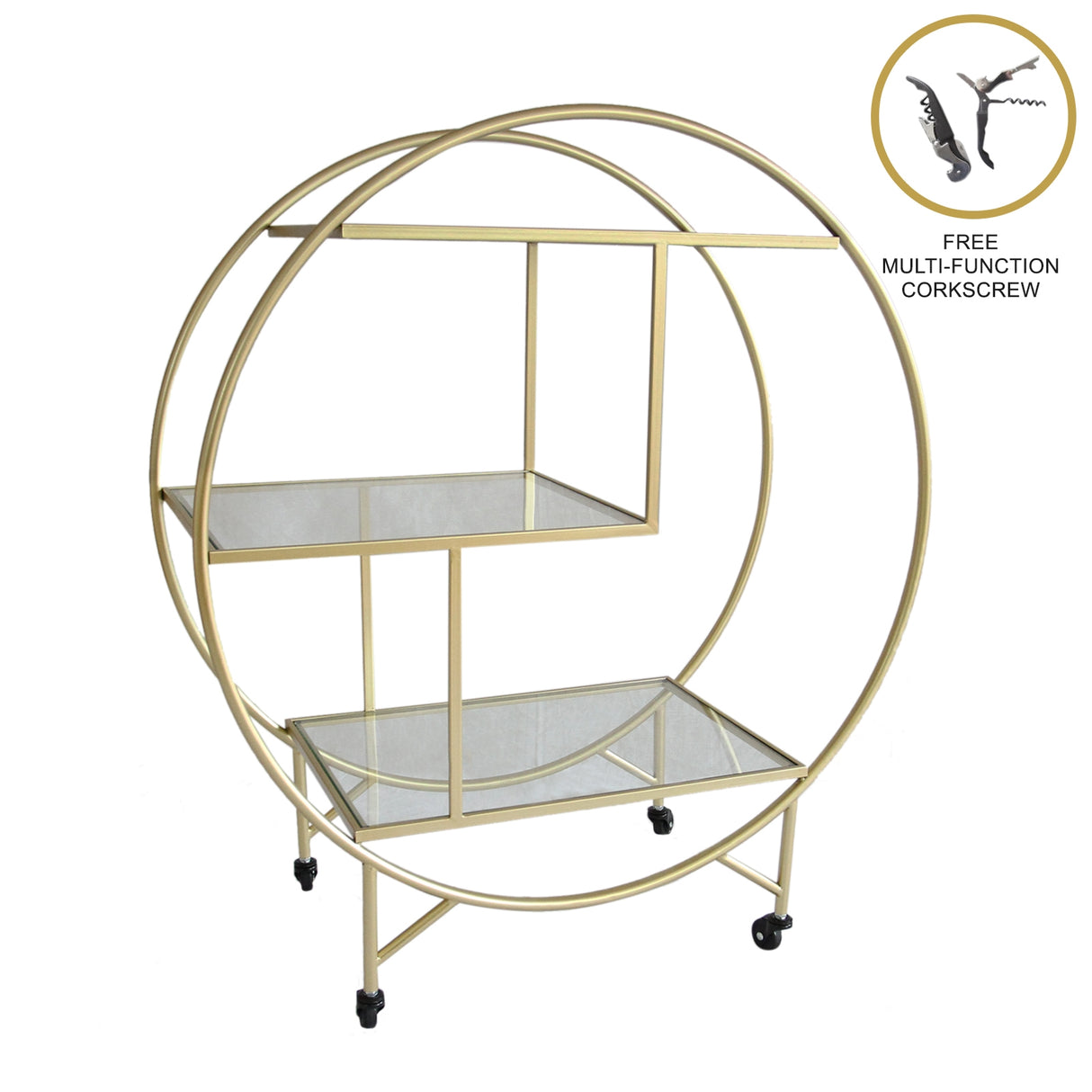 Gold Drinks Trolley Bar Cart - Large - Like New