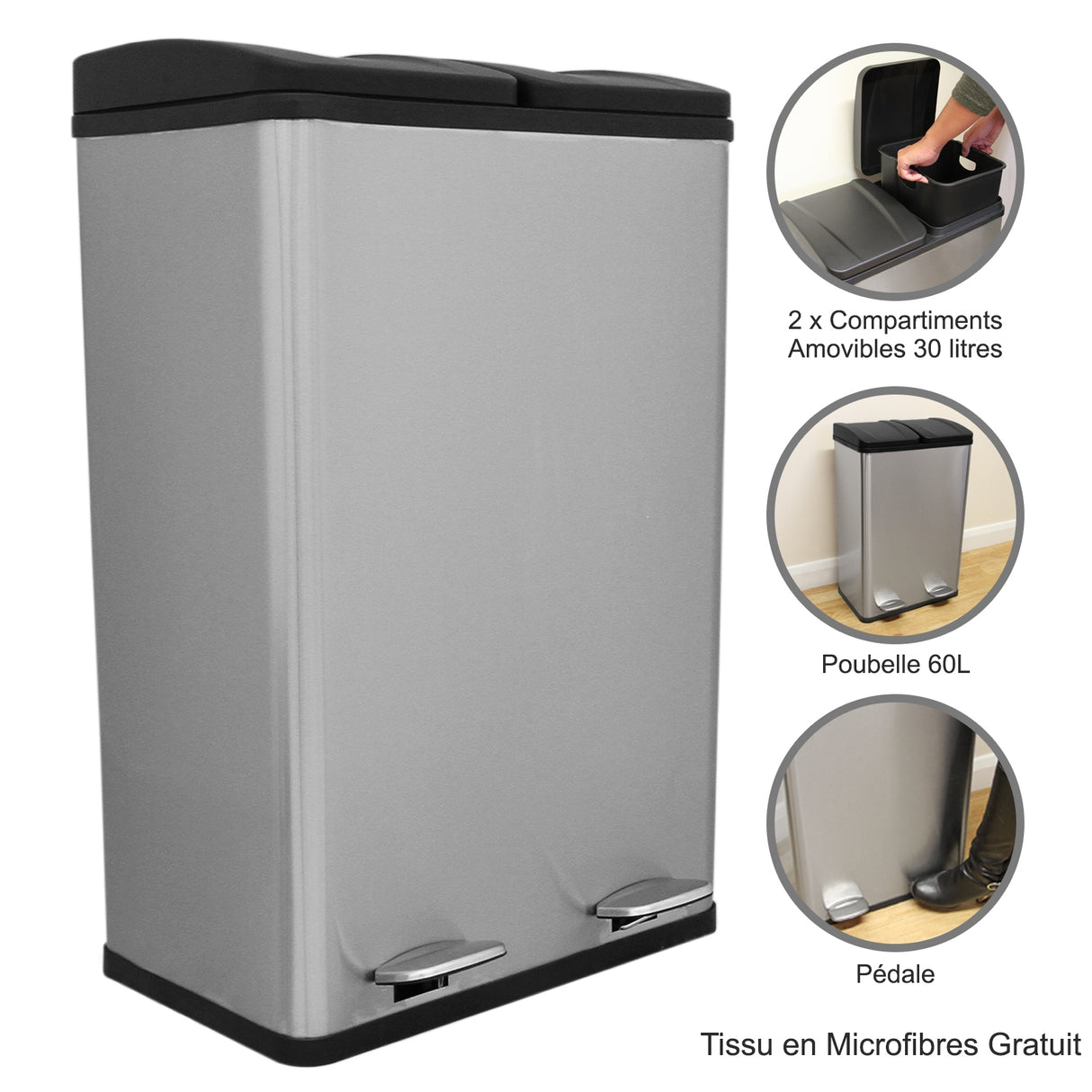 60L Dual Pedal Bin In Stainless Steel - Used - Very Good