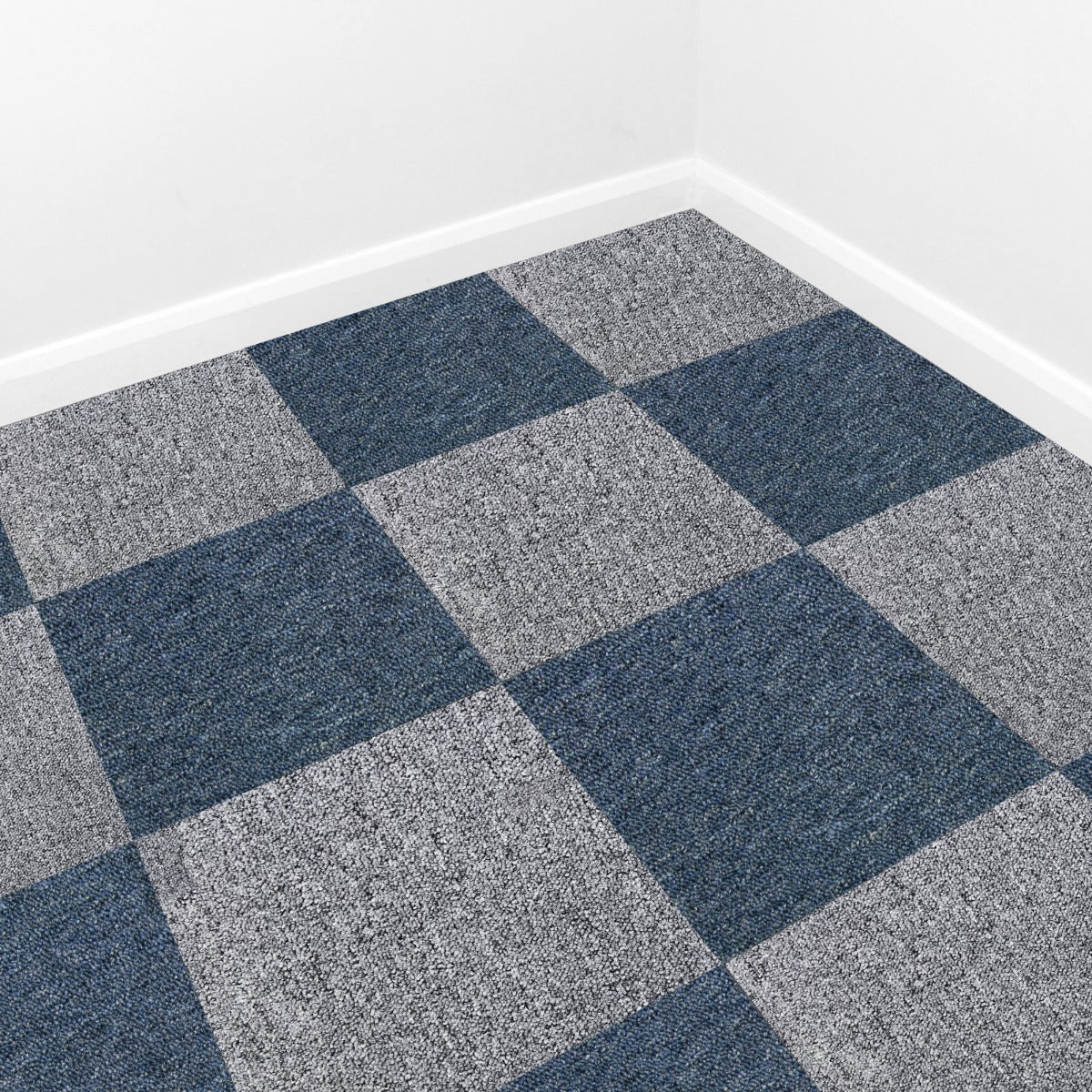 40 x Carpet Tiles 10m2 / Storm Blue & Platinum Grey - Used - Good