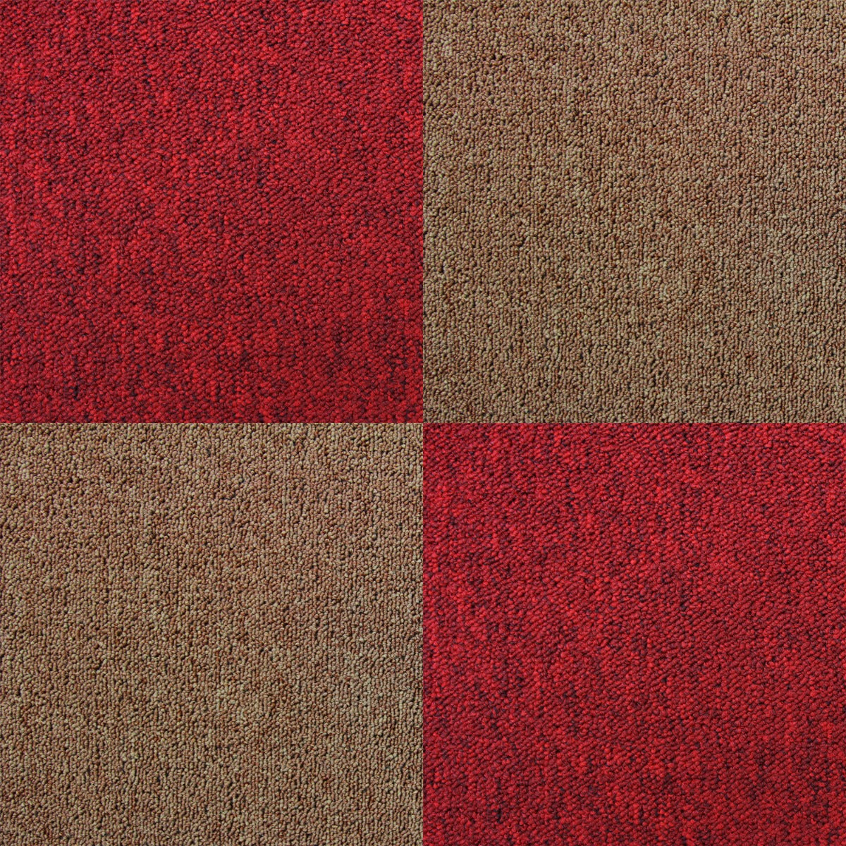 40 x Carpet Tiles 10m2 / Scarlet Red & Sand - Used - Good