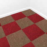 40 x Carpet Tiles 10m2 / Scarlet Red & Sand - Used - Acceptable