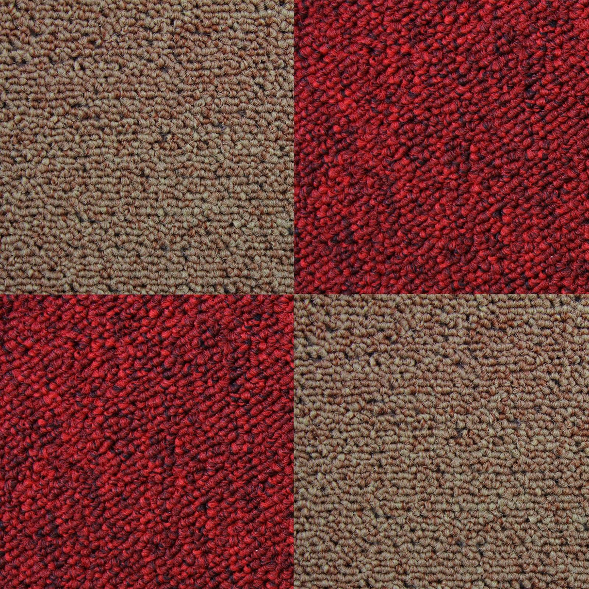40 x Carpet Tiles 10m2 / Scarlet Red & Sand - Like New