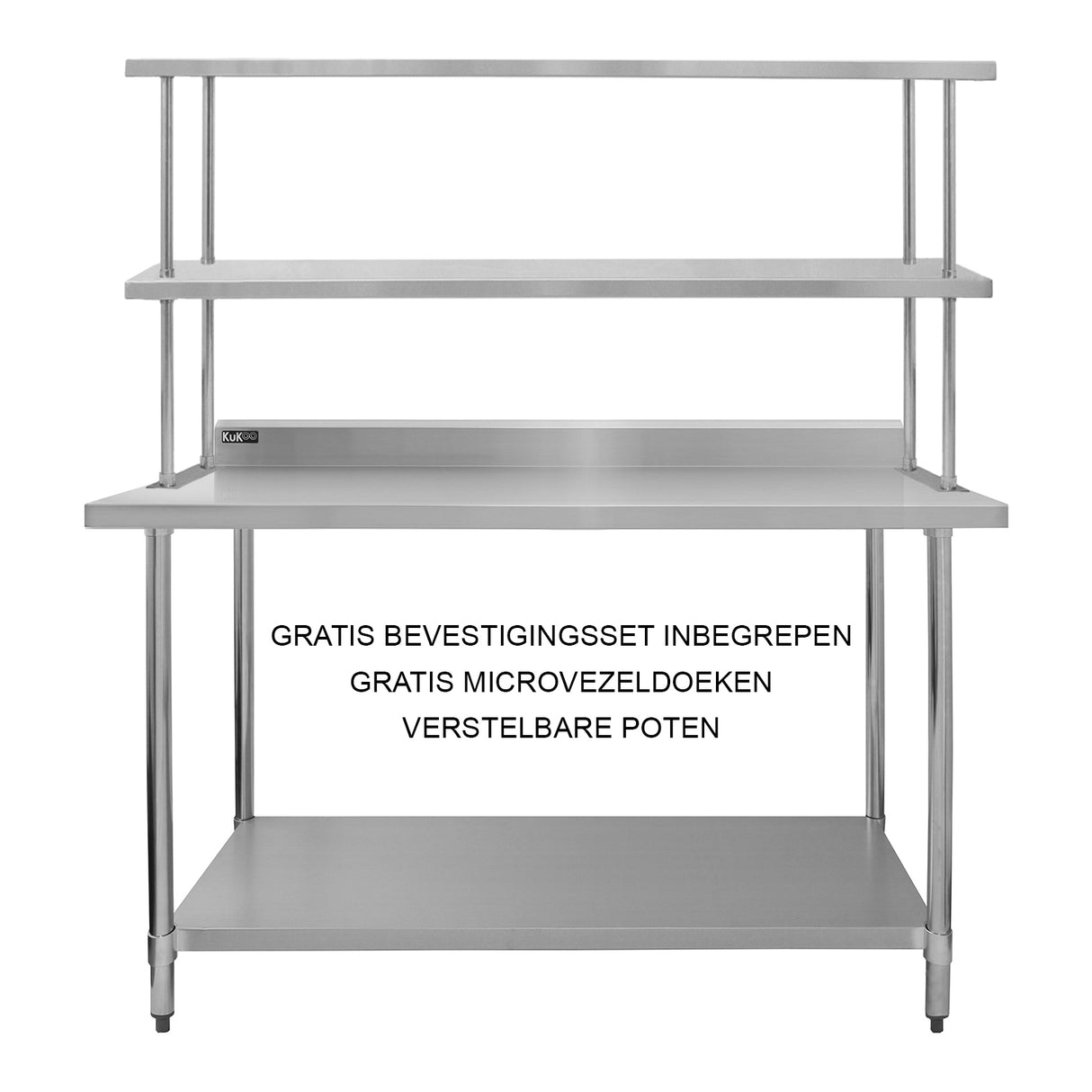 5ft Catering Bench With Double Over-Shelf - Used - Very Good