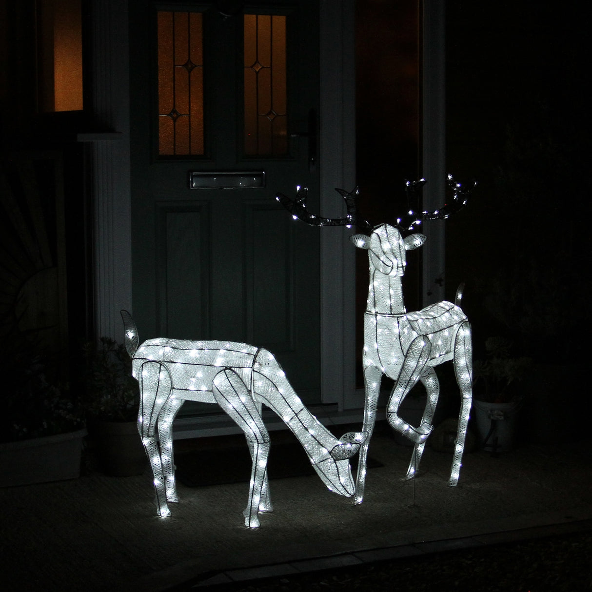 Large Light Up Stag & Doe Reindeer Set - Like New