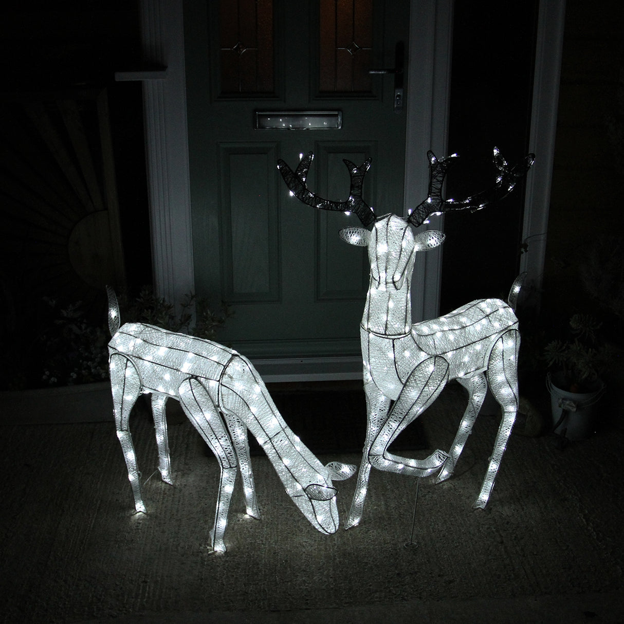 Large Light Up Stag & Doe Reindeer Set - Like New