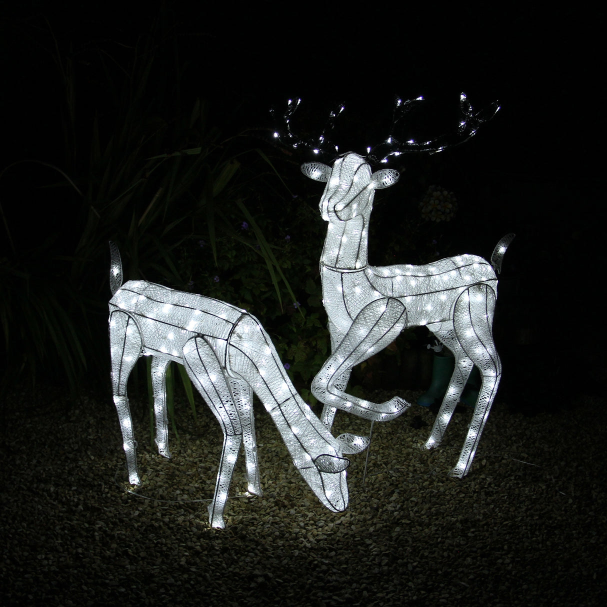 Large Light Up Stag & Doe Reindeer Set - Like New
